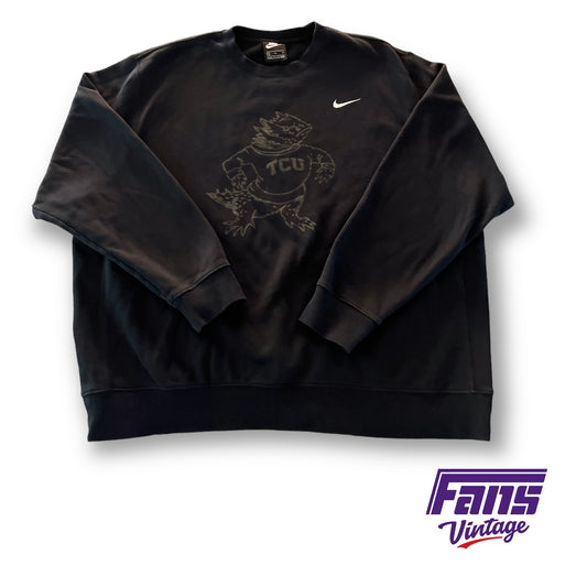 Epic TCU Basketball Team Issued Limited Edition Vintage Horned Frog Blackout Nike Crewneck Sweater