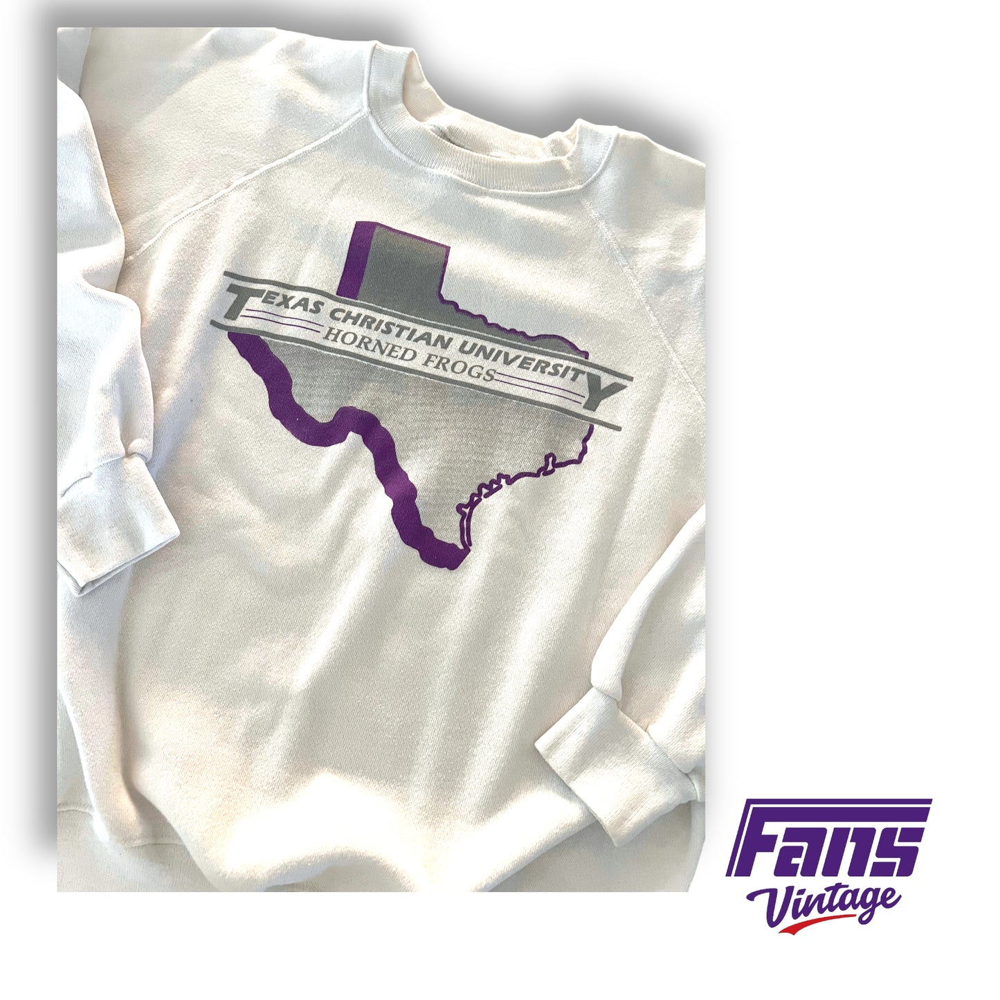 Rare! 80s Vintage TCU Sweatshirt with Texas graphic and raglan sleeves