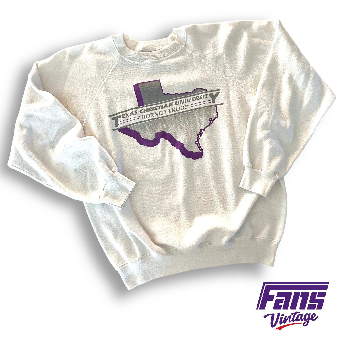 Rare! 80s Vintage TCU Sweatshirt with Texas graphic and raglan sleeves