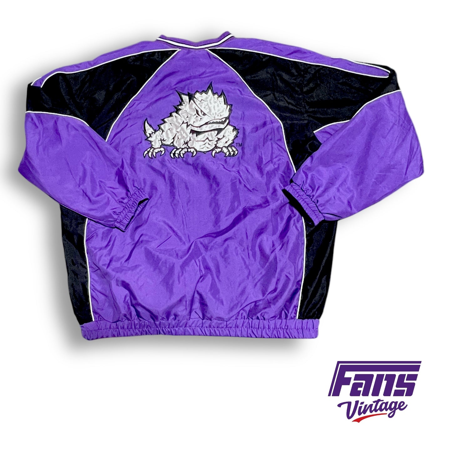 Y2K Vintage TCU Windbreaker Pullover with insane satin look embroidered logos!