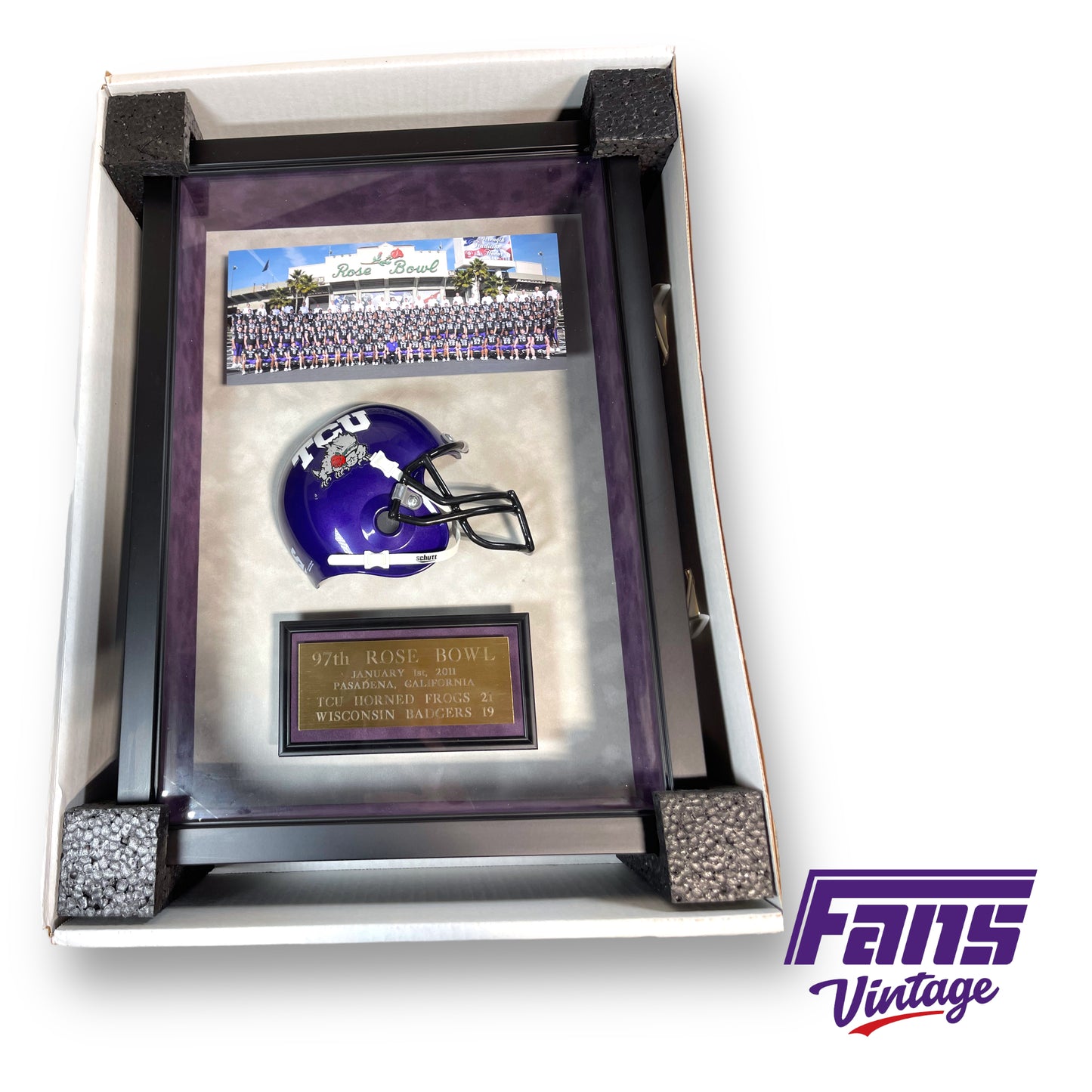 TCU Rose Bowl Team- Issued Framed Commemorative Helmet Display