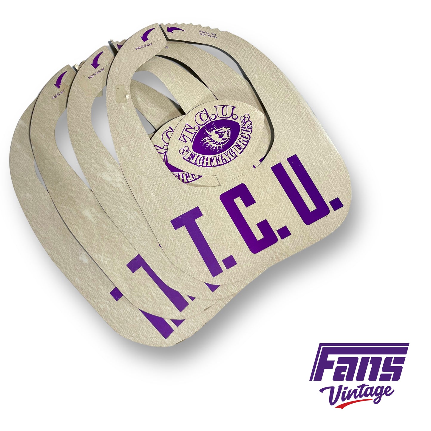 RARE Vintage 1970s TCU Paper Fan Visor with Pop-up “Fighting Frogs” Retro Logo