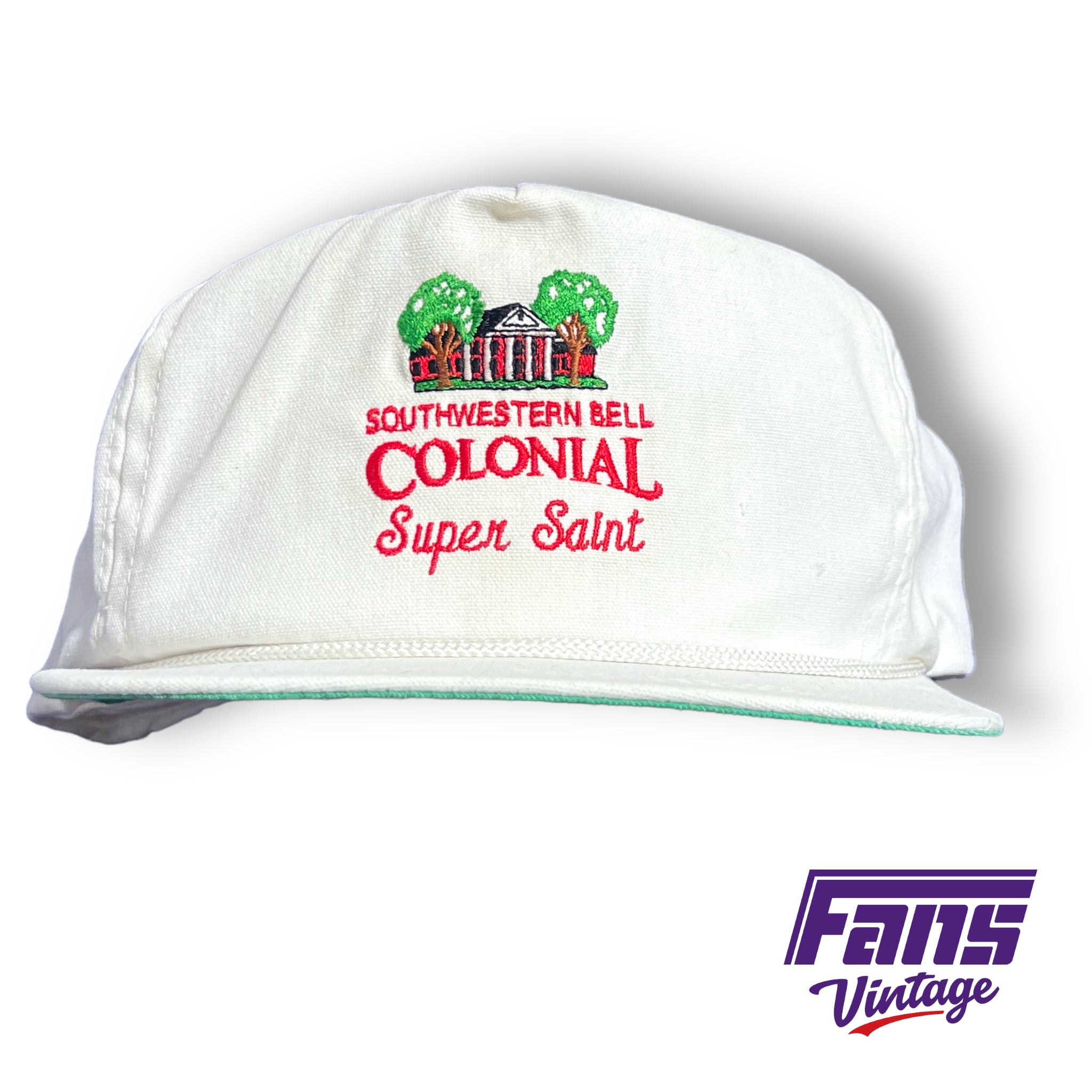 80s vintage Colonial strap back rope hat - Rare – Fans Vintage