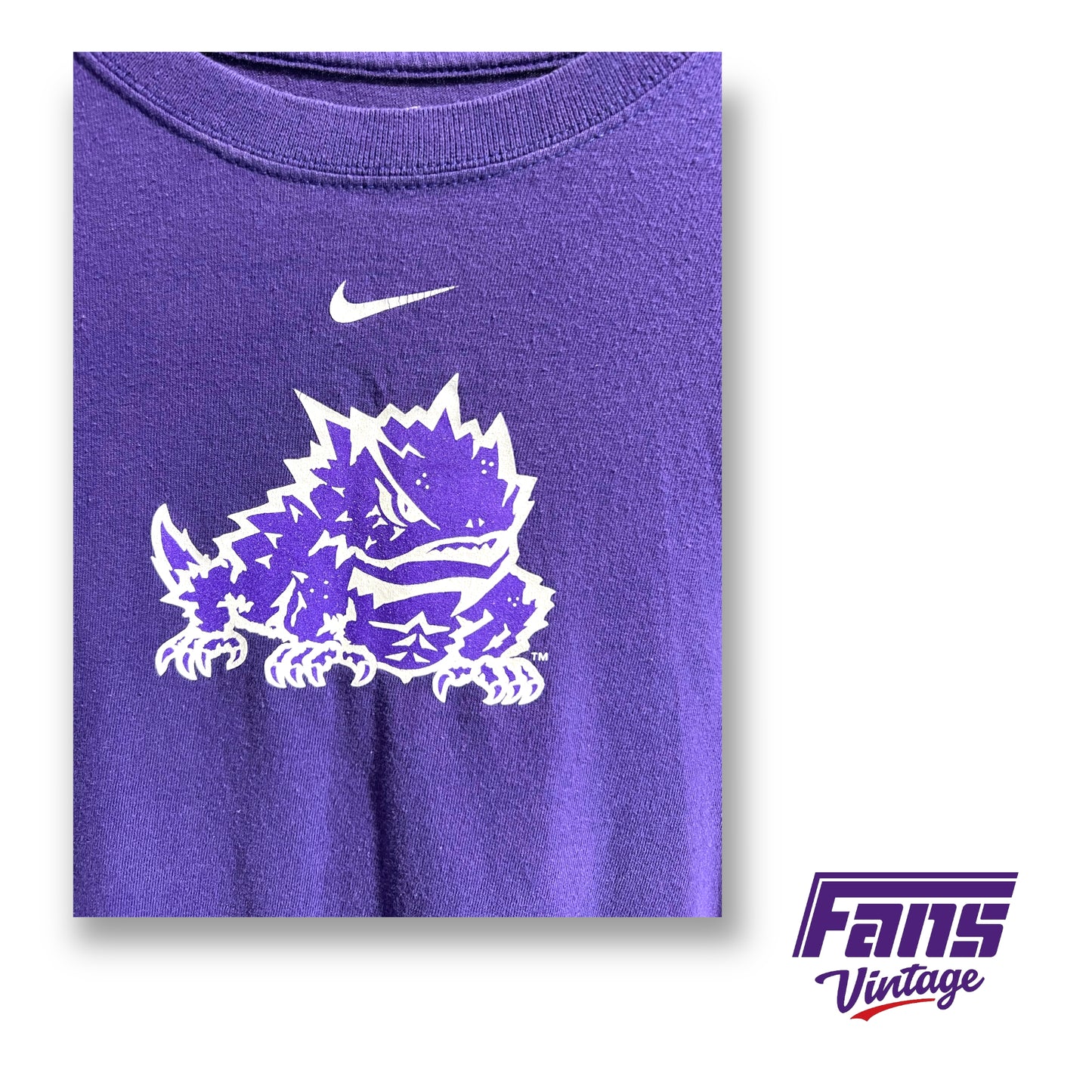 Vintage TCU Y2K Era Nike Team Issued Long Sleeve Shirt with Center Swoosh Logo
