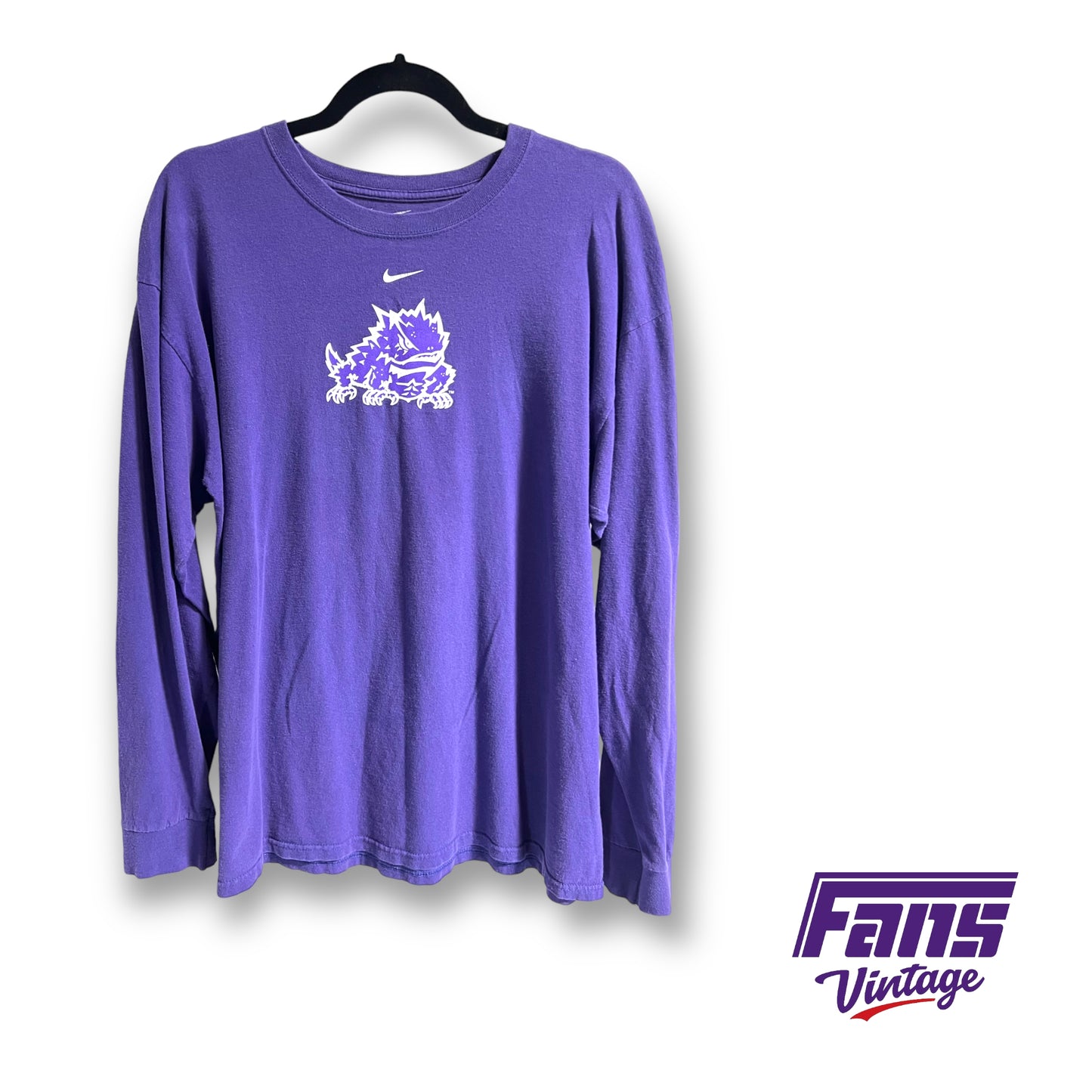 Vintage TCU Y2K Era Nike Team Issued Long Sleeve Shirt with Center Swoosh Logo