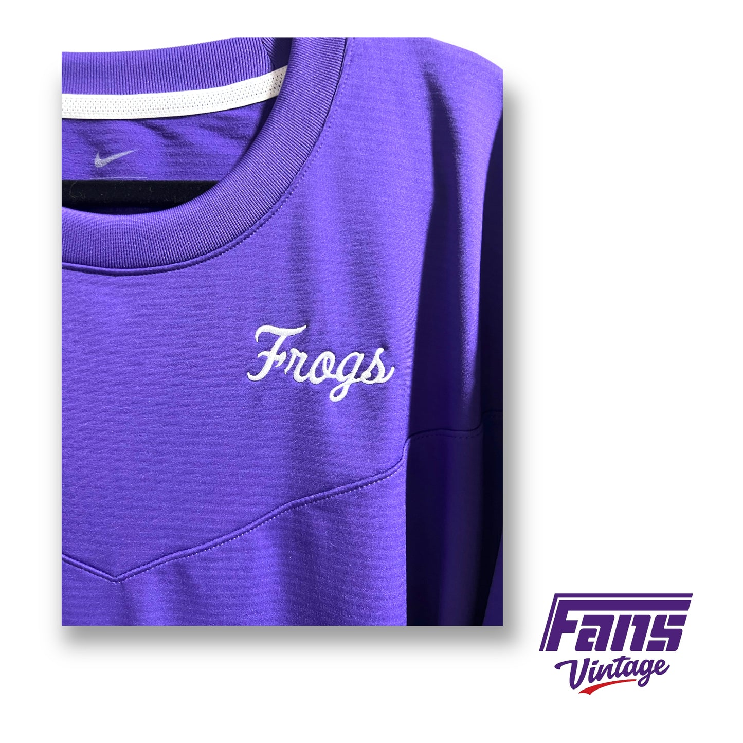 Nike TCU Baseball team issued premium crewneck sweater - Vintage Frogscript logo!