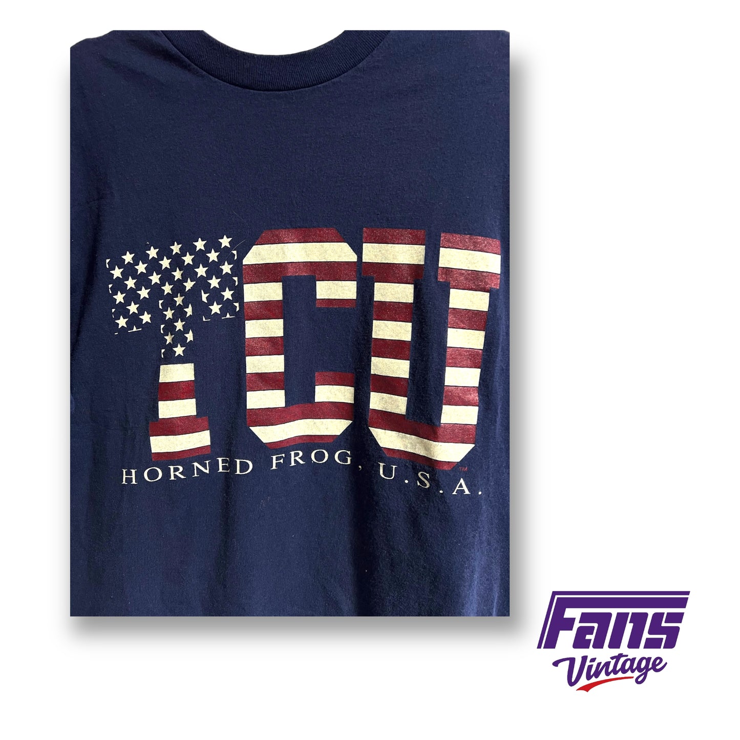 Vintage Jansport TCU 'American Flag' tee