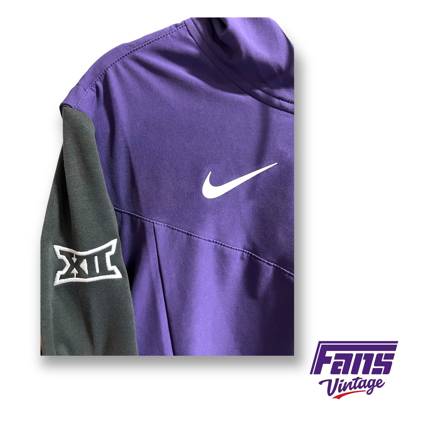 TCU Basketball March Madness Issued Team Hoodie Pullover - RARE Team Basketball 1/4 Zip with Vintage-look logo patch!