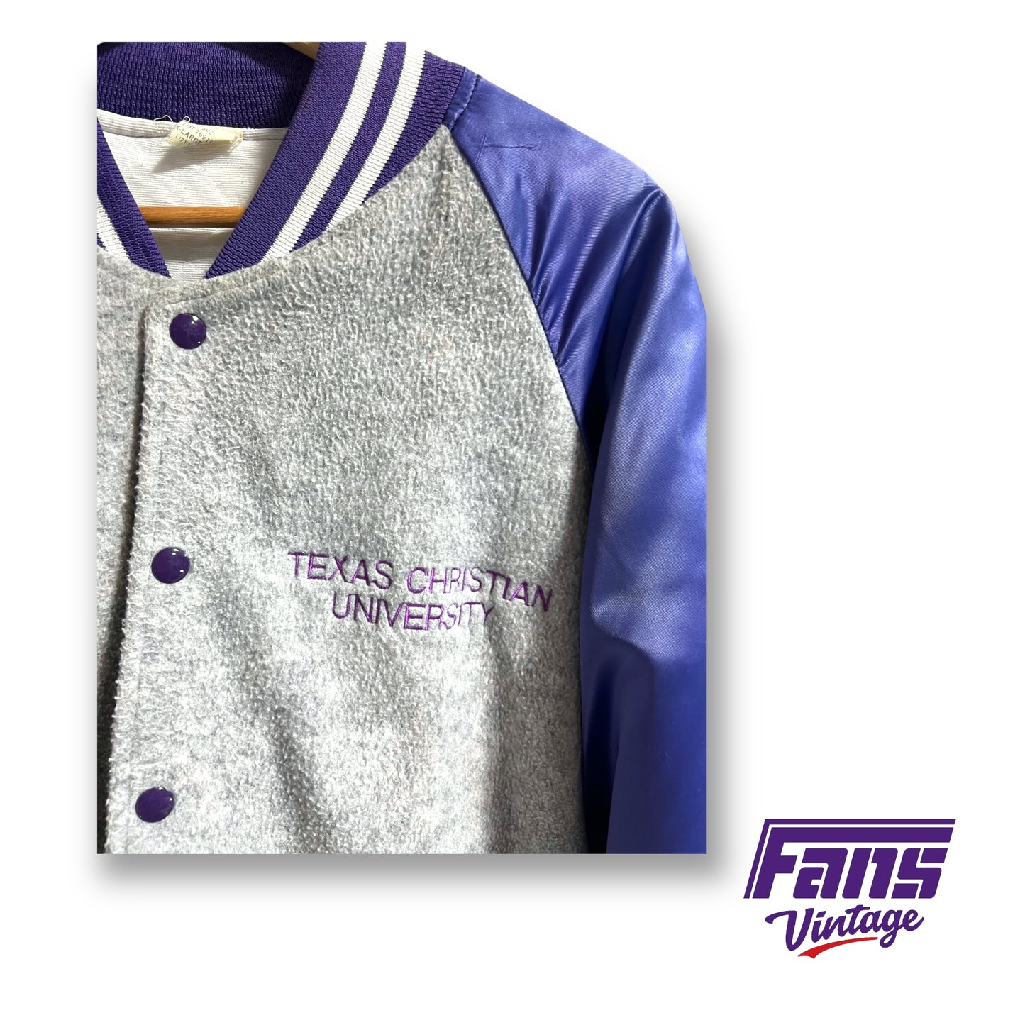 Vintage TCU letterman style fleece bomber jacket