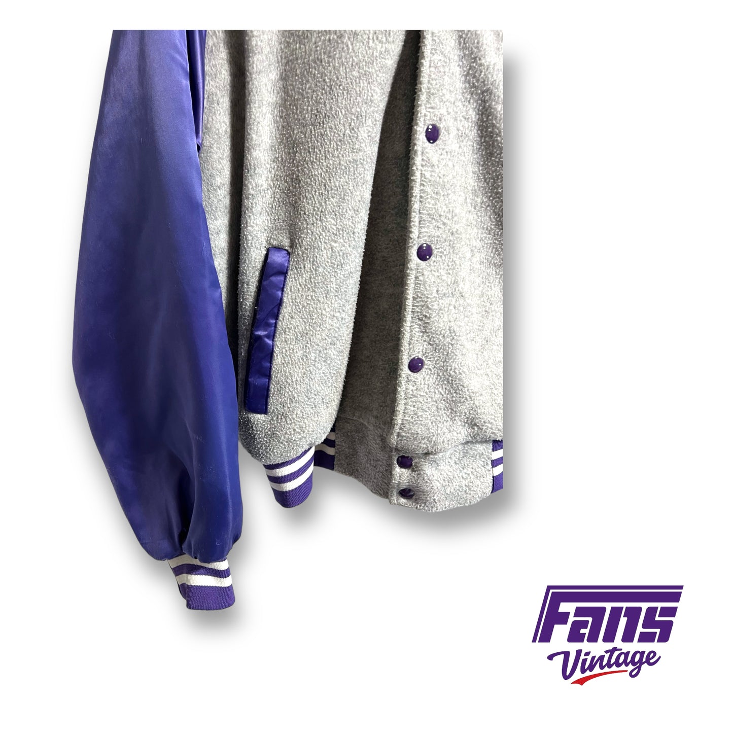 Vintage TCU letterman style fleece bomber jacket