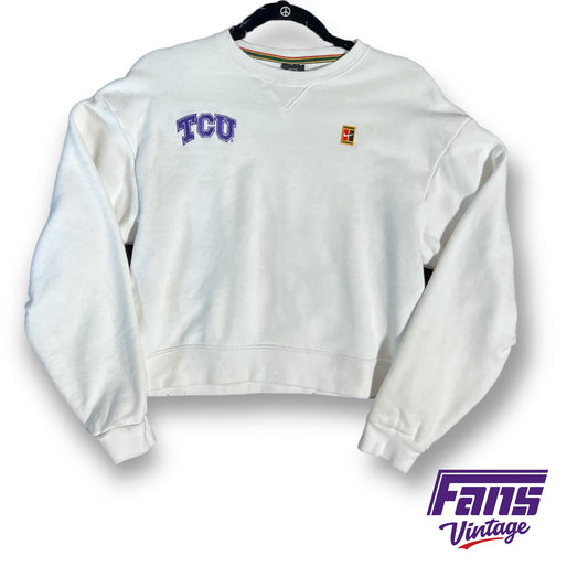 RARE TCU Nike Tennis Ladies Cropped Knit Crewneck