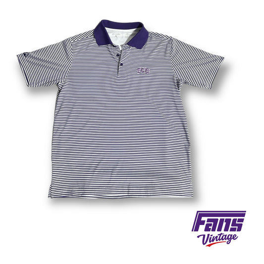 Antigua TCU dri-fit striped polo
