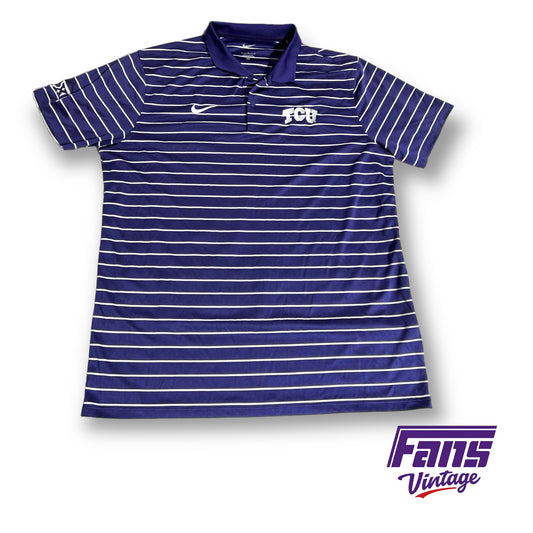 Nike TCU team issued striped dri-fit polo