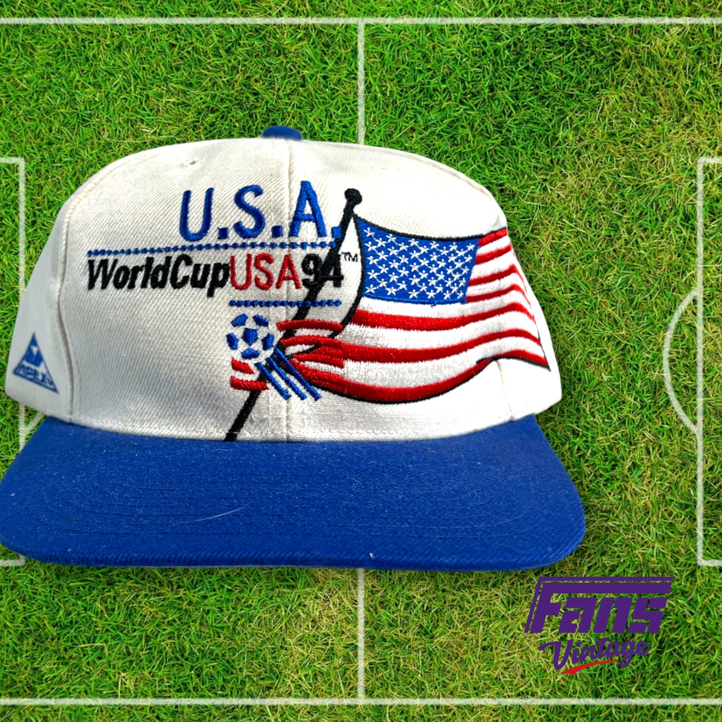 90s vintage American Flag World Cup snapback hat