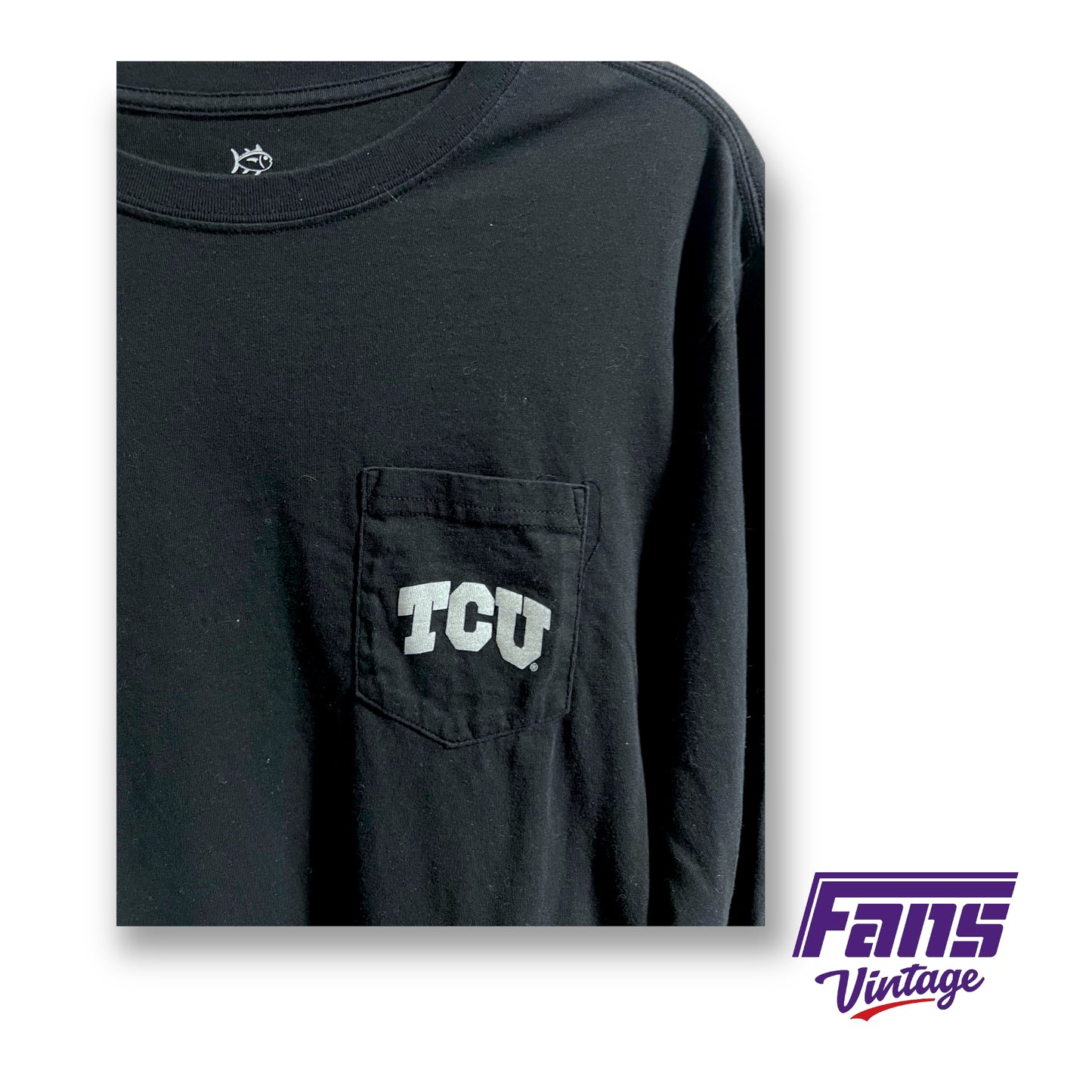 Southern Tide TCU 'Purple and White Pride' long sleeve pocket tee