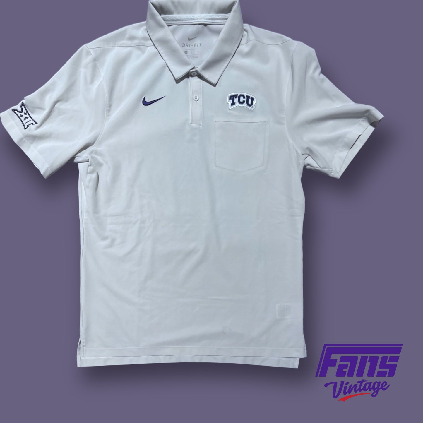 Nike TCU team issued off-white Drifit Zero lightweight “Tommy Bahama” Feel polo