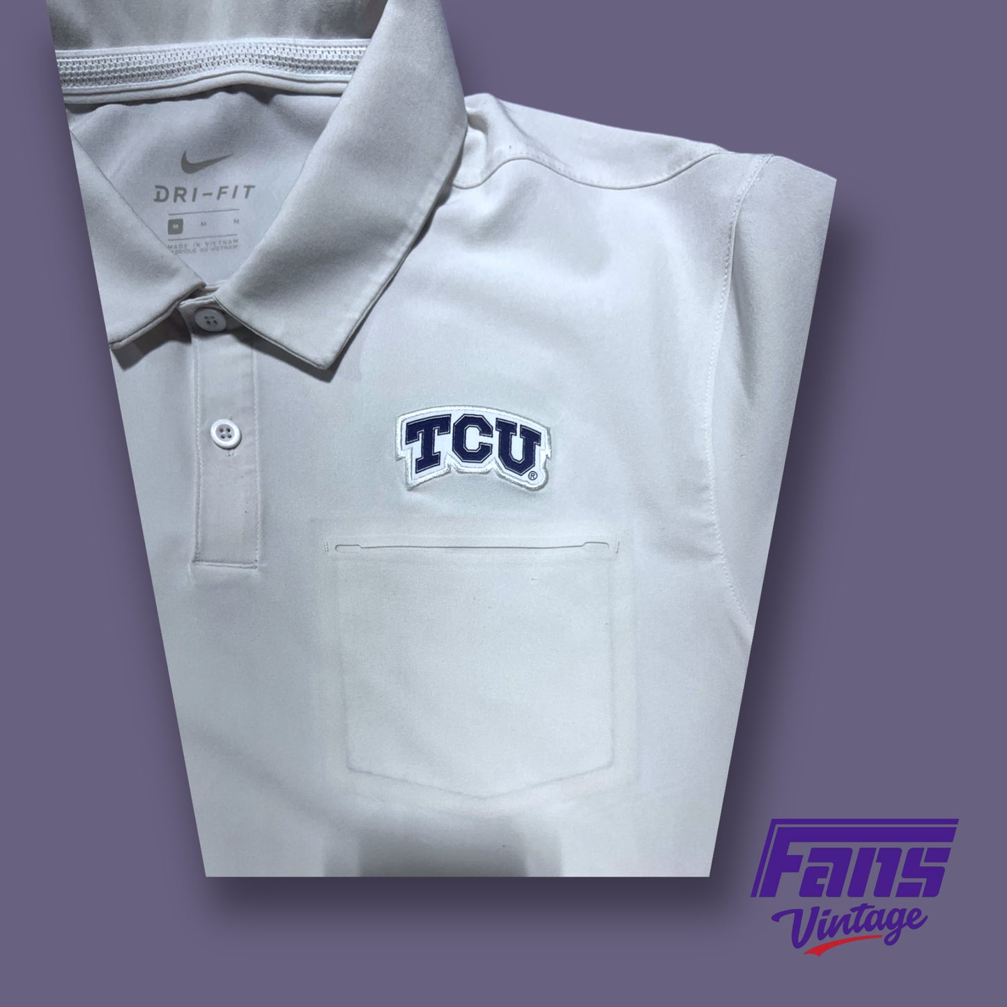 Nike TCU team issued off-white Drifit Zero lightweight “Tommy Bahama” Feel polo