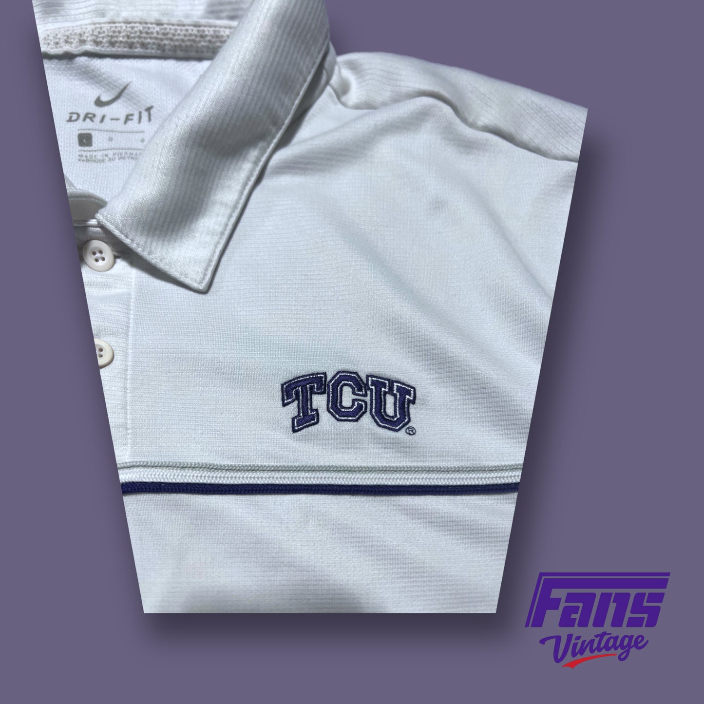 Nike TCU Coach Issue Premium Sideline Polo - Awesome Braided Stripe Detail!