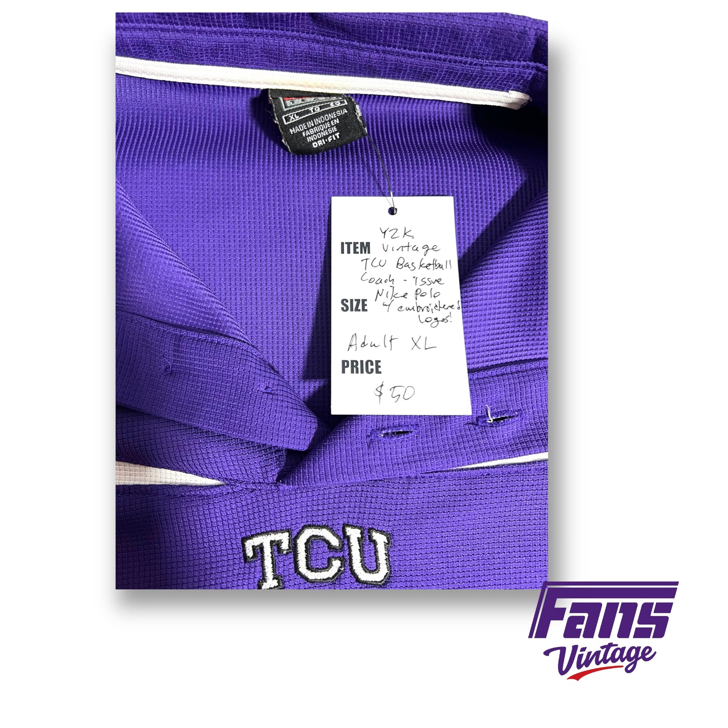 Y2K vintage TCU Basketball team issued coaches polo