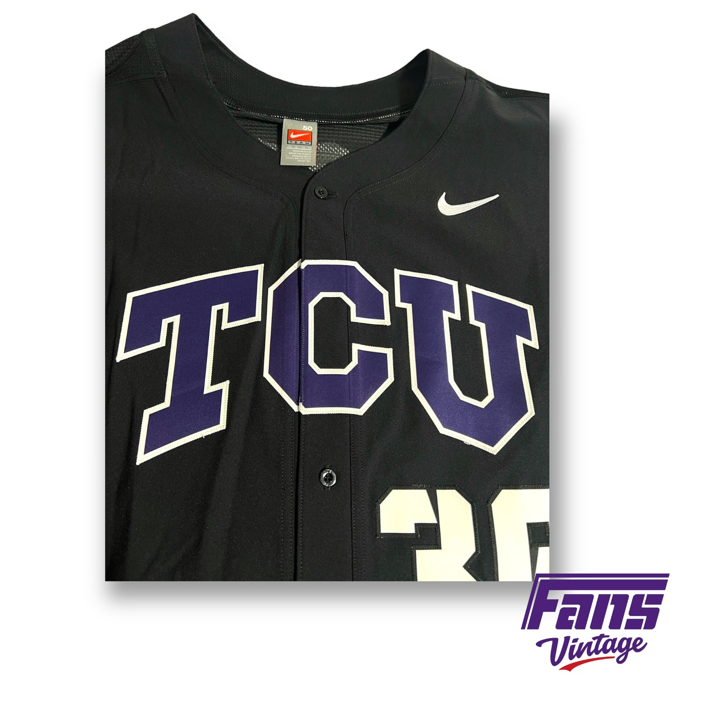 Authentic game worn alternate Nike TCU Baseball jersey - Rare