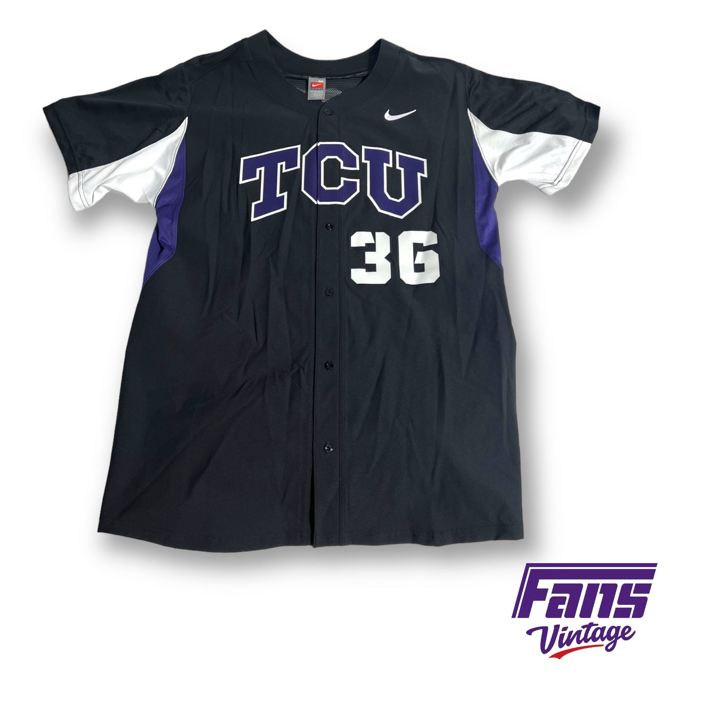 Authentic game worn alternate Nike TCU Baseball jersey - Rare