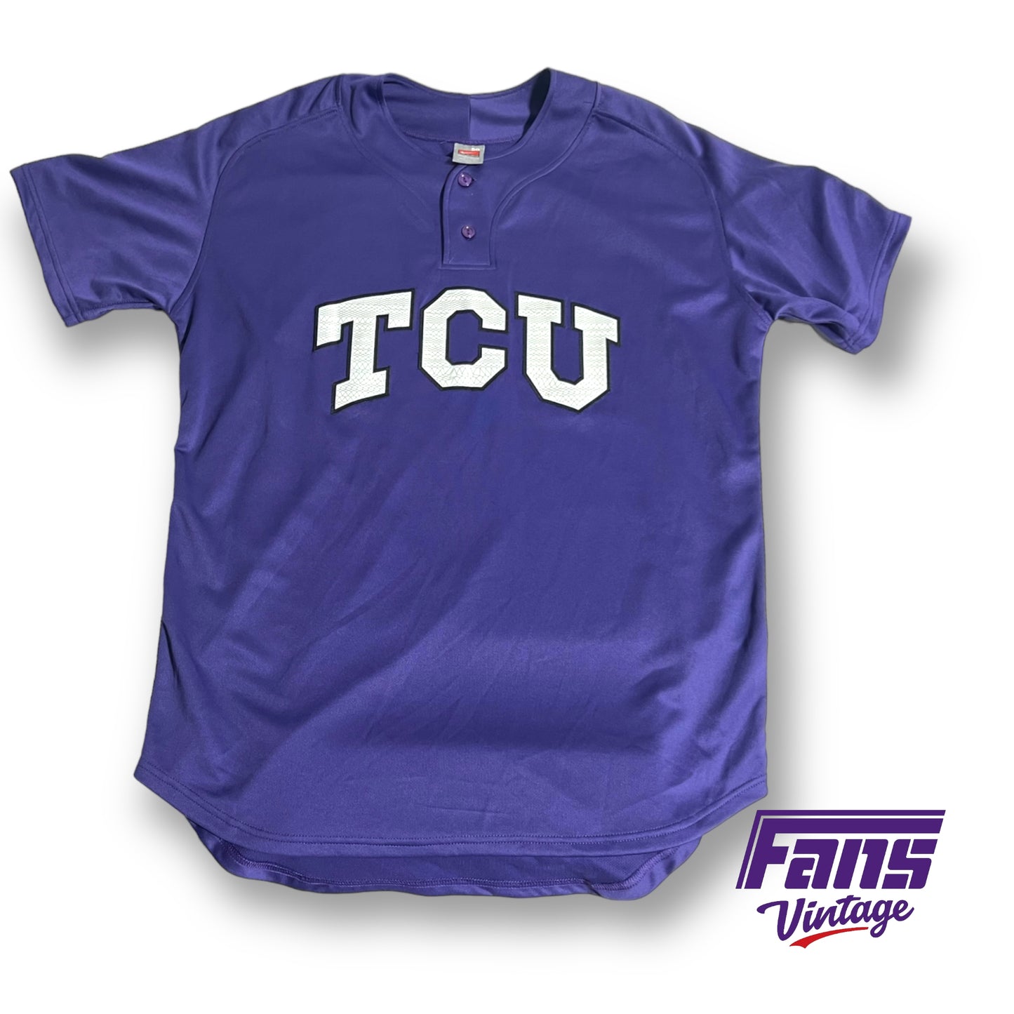 Authentic game worn Nike TCU Baseball jersey - 'Frogskin' lettering