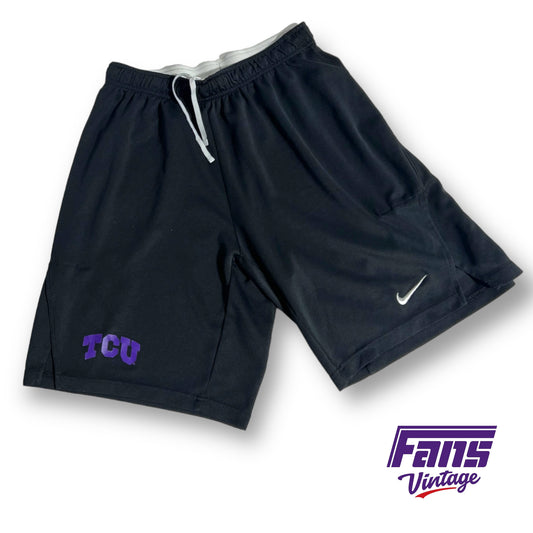 TCU Football Nike team issued dri-fit training shorts - Purple Logo