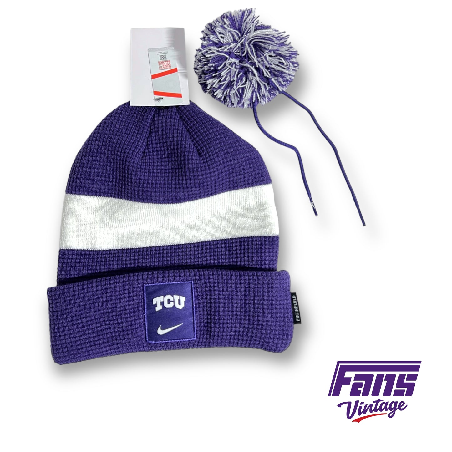 Nike TCU team issued woven beanie - Removable Pom - NEW with tags!