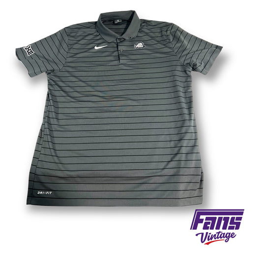Nike TCU team issued charcoal gray striped polo