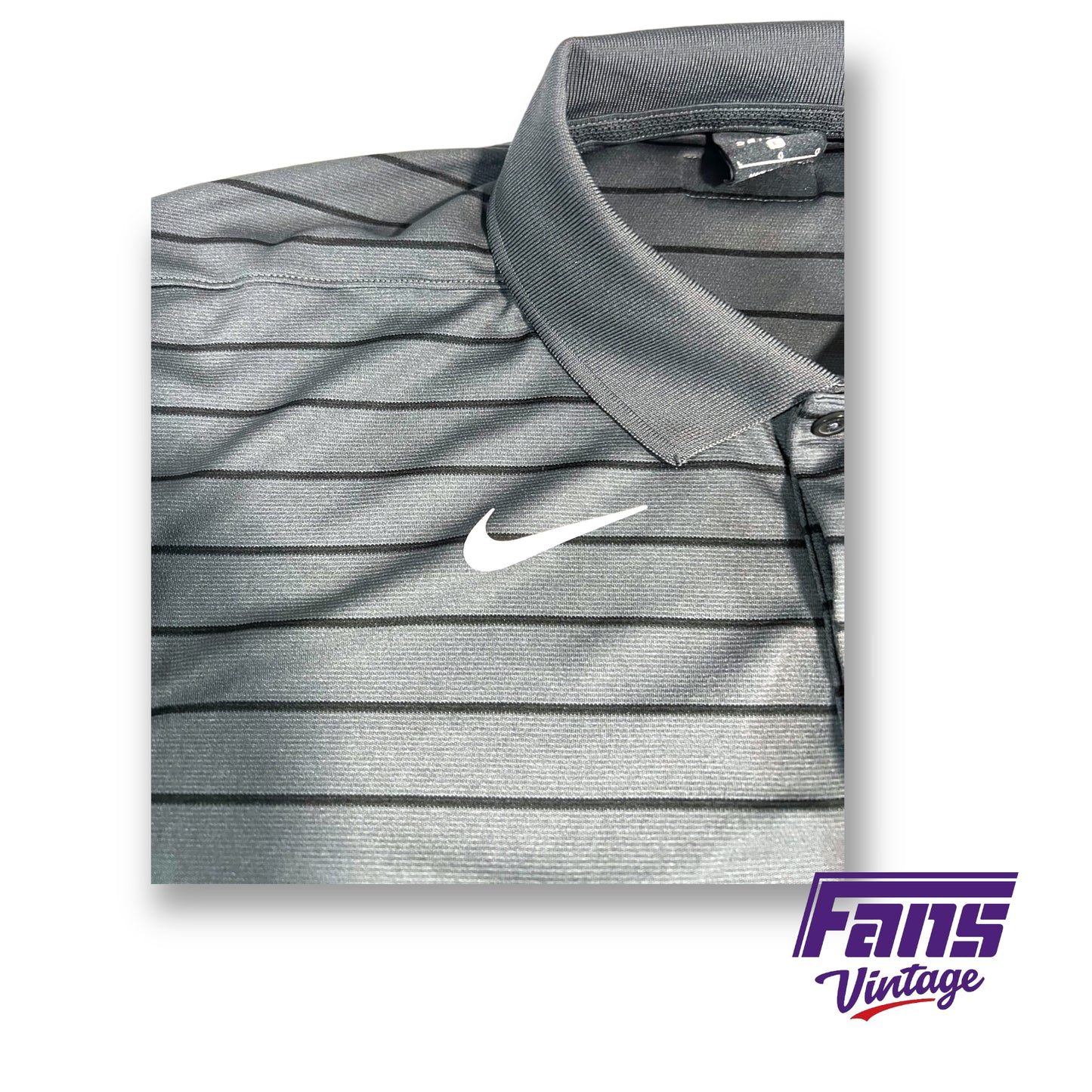 Nike TCU team issued charcoal gray striped polo