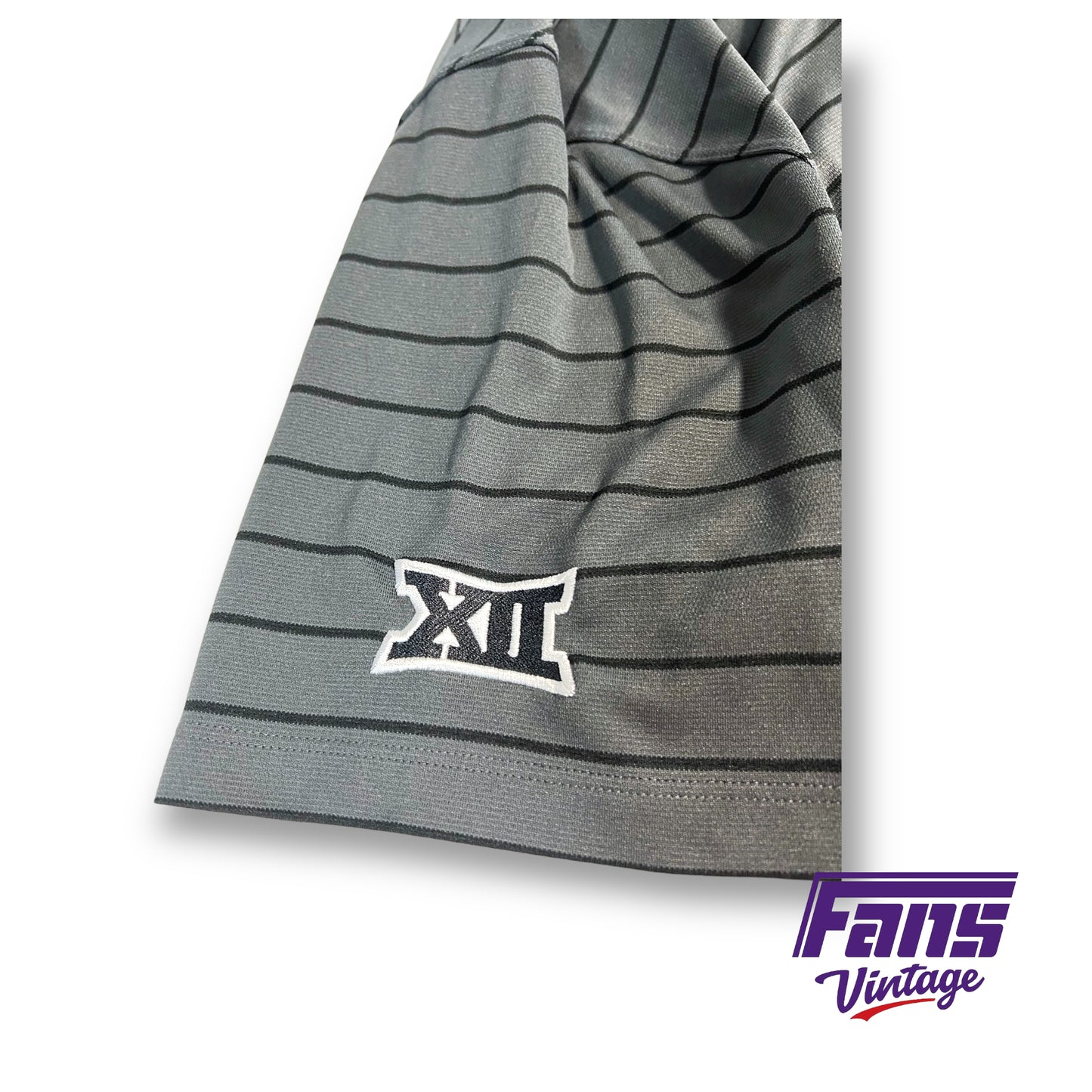 Nike TCU team issued charcoal gray striped polo