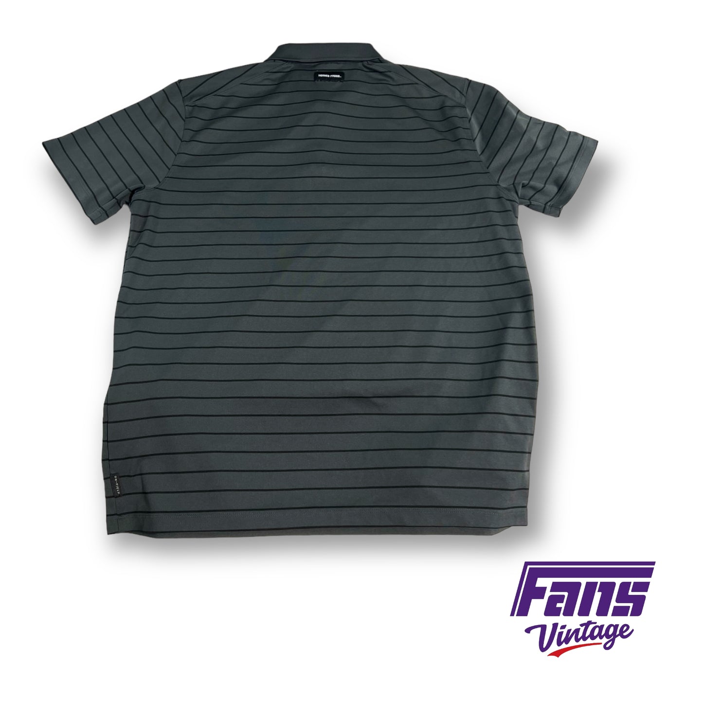 Nike TCU team issued charcoal gray striped polo