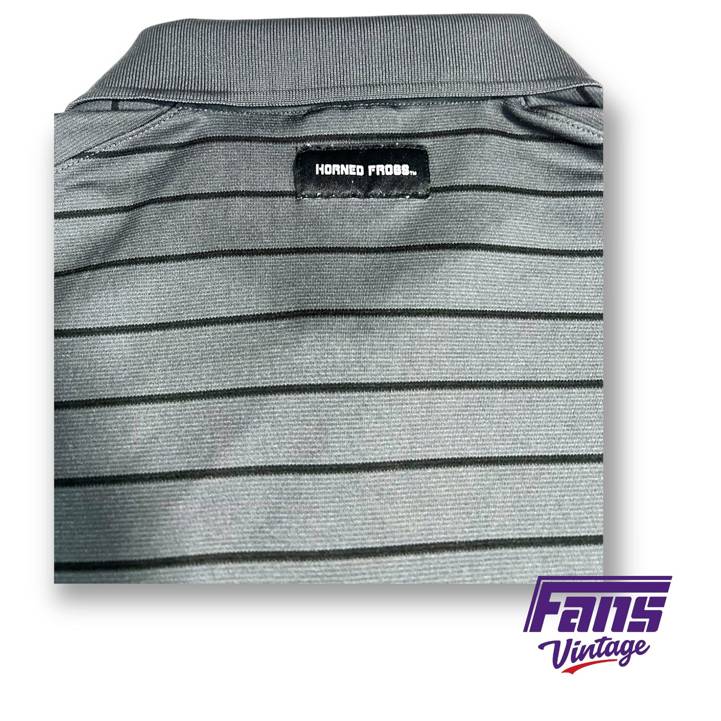 Nike TCU team issued charcoal gray striped polo