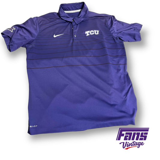 Nike TCU team issued striped dri-fit polo