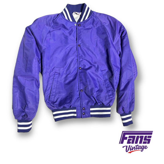 1980s Vintage TCU satin bomber jacket