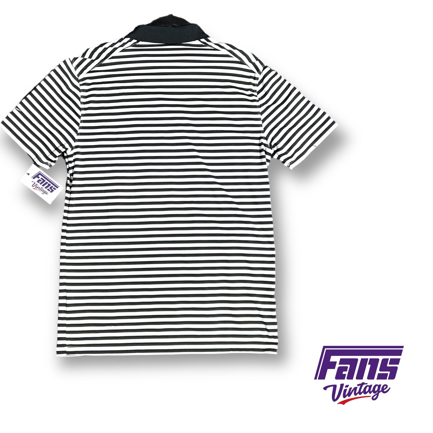 Nike Golf TCU team issued black and white striped dri-fit polo