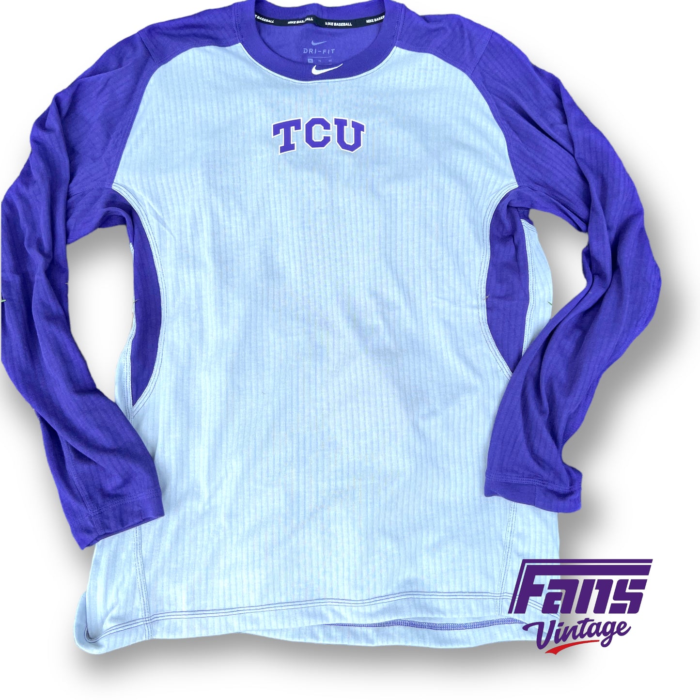 Team Issue TCU Baseball Warmup Henley Training Shirt - Nike Baseball Brand