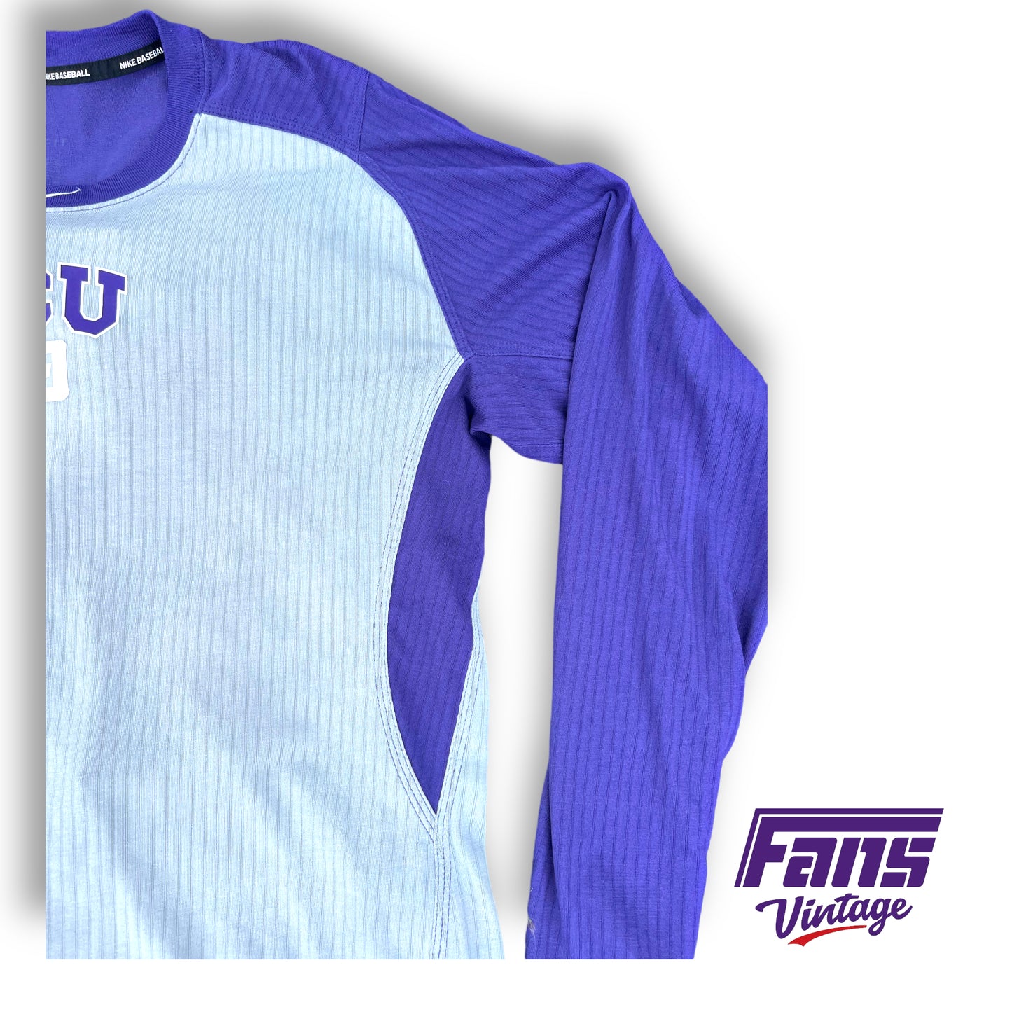 Team Issue TCU Baseball Warmup Henley Training Shirt - Nike Baseball Brand