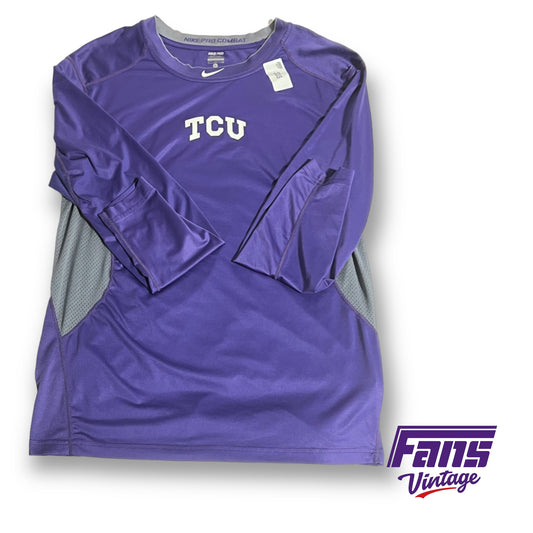 Nike Pro Combat TCU Baseball team issued long sleeve tee