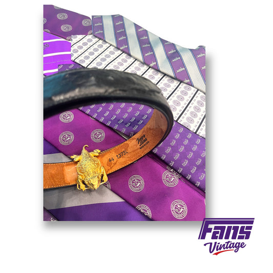 Artist Numbered Vintage Horned Frog Belt Buckle with Black Ostrich Tony Lama Belt