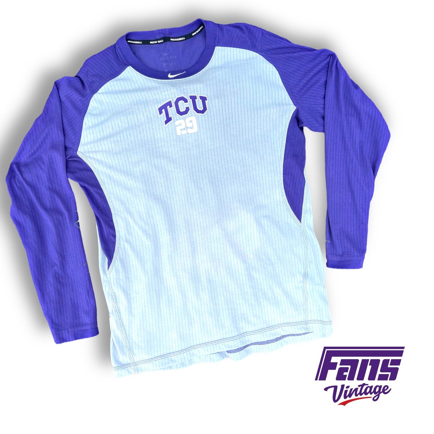 Team Issue TCU Baseball Warmup Henley Training Shirt - Nike Baseball Brand