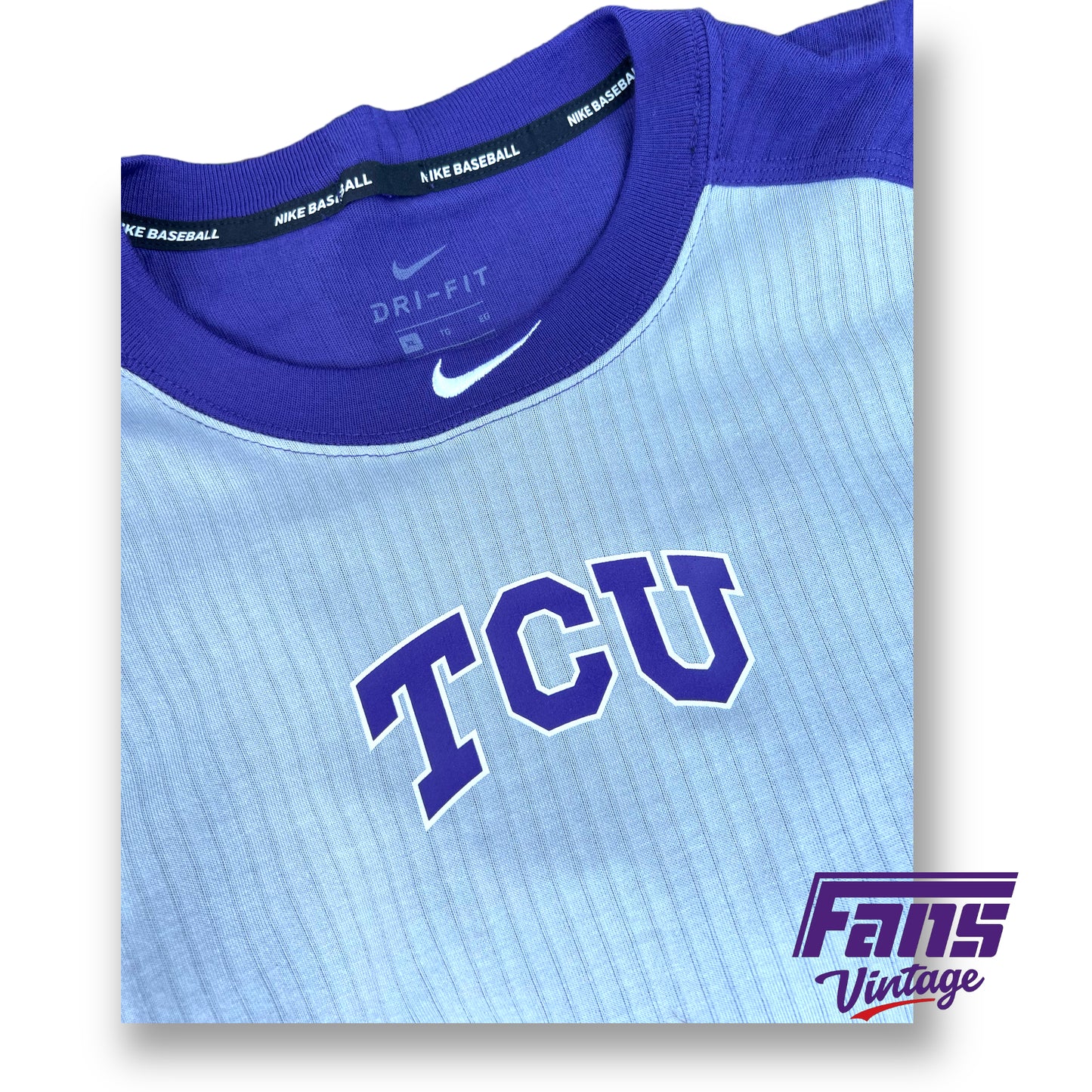 Team Issue TCU Baseball Warmup Henley Training Shirt - Nike Baseball Brand