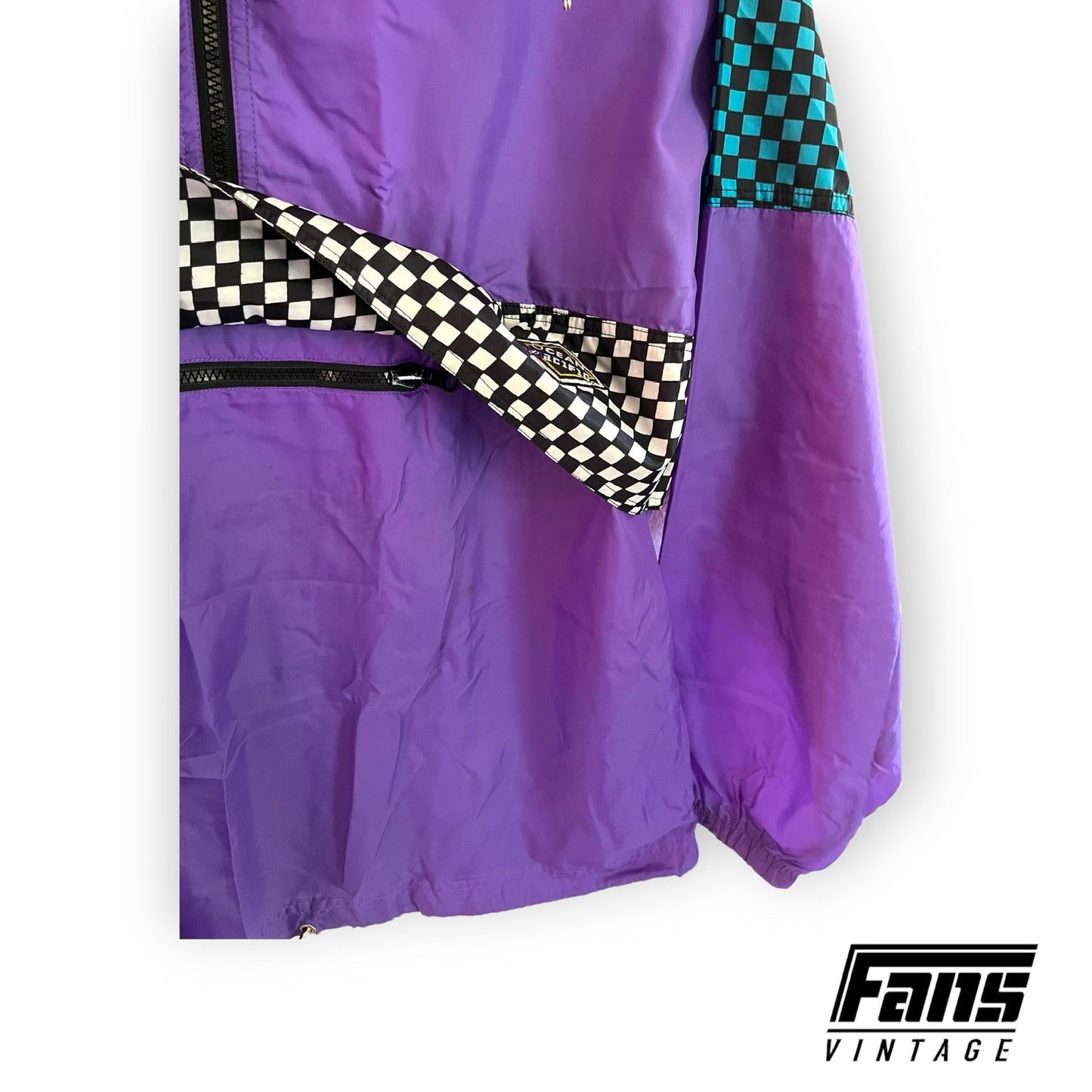 90s Vintage Purple Ocean Pacific Checkered Anorak Windbreaker Jacket
