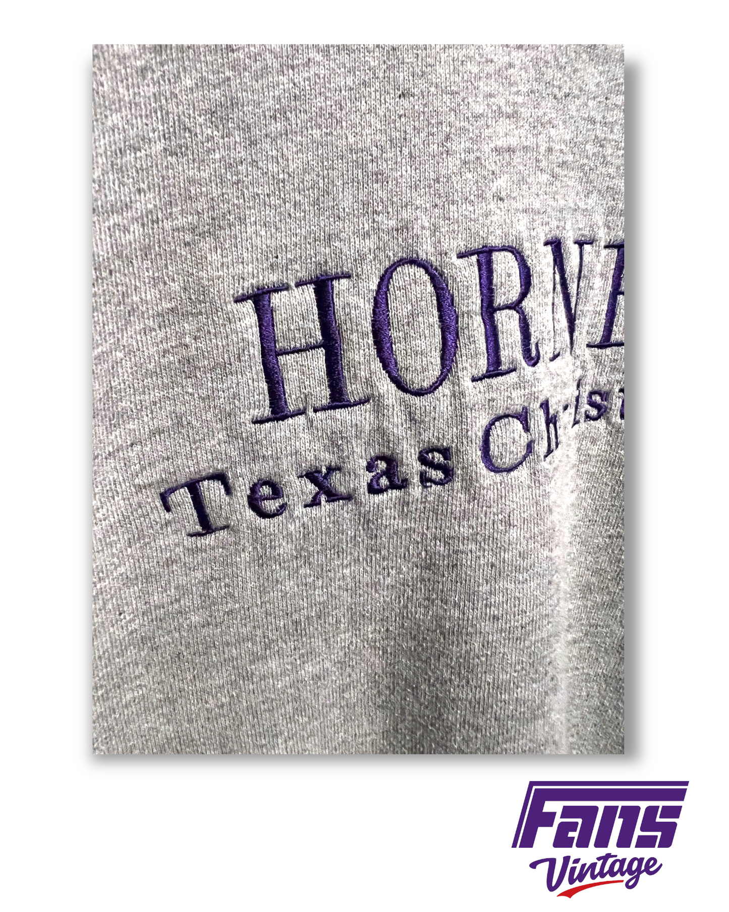 Vintage TCU Crewneck - Heather Gray with Purple Embroidery