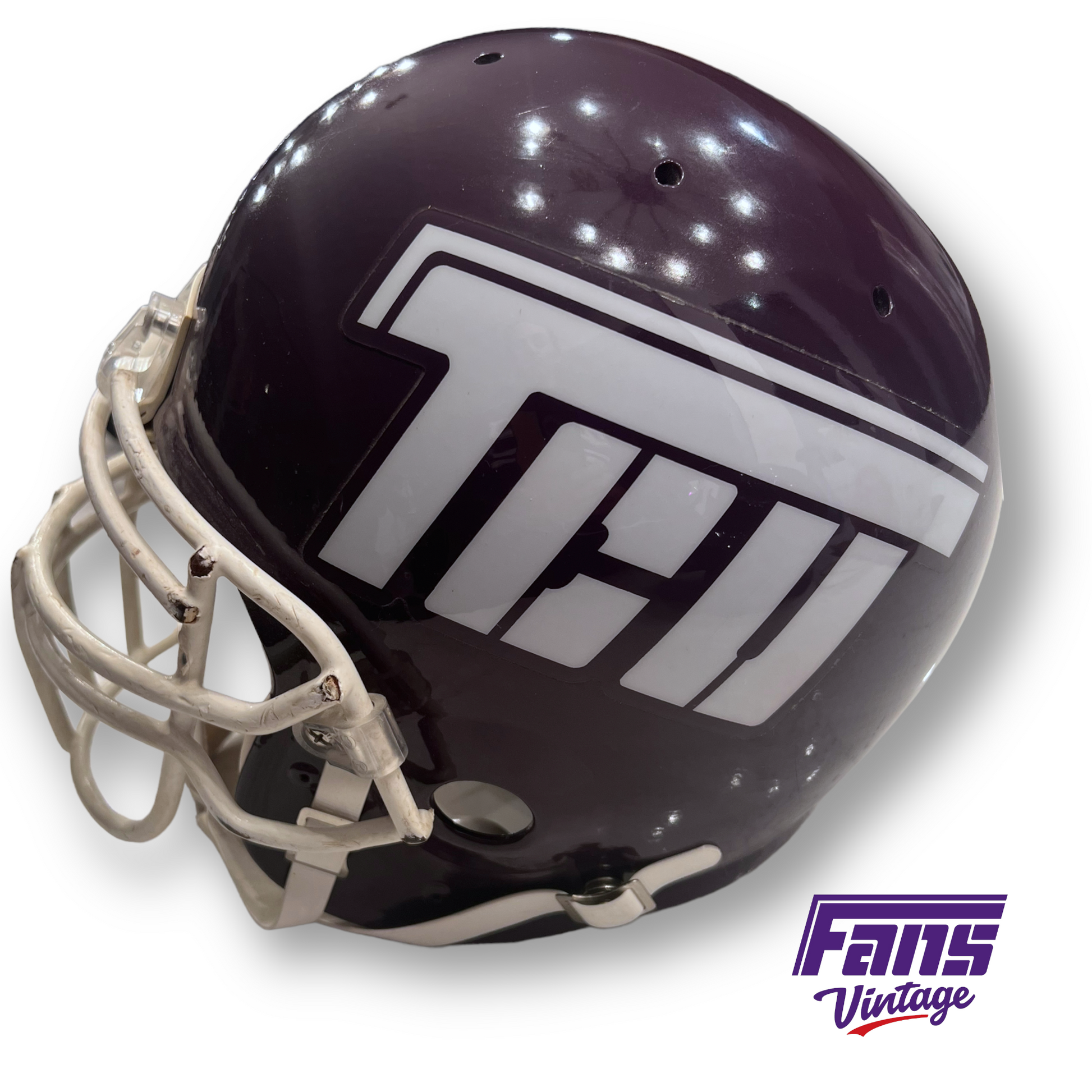 GRAIL!* Incredible GAME WORN Authentic TCU Football 1989 Helmet β Fans Vintage