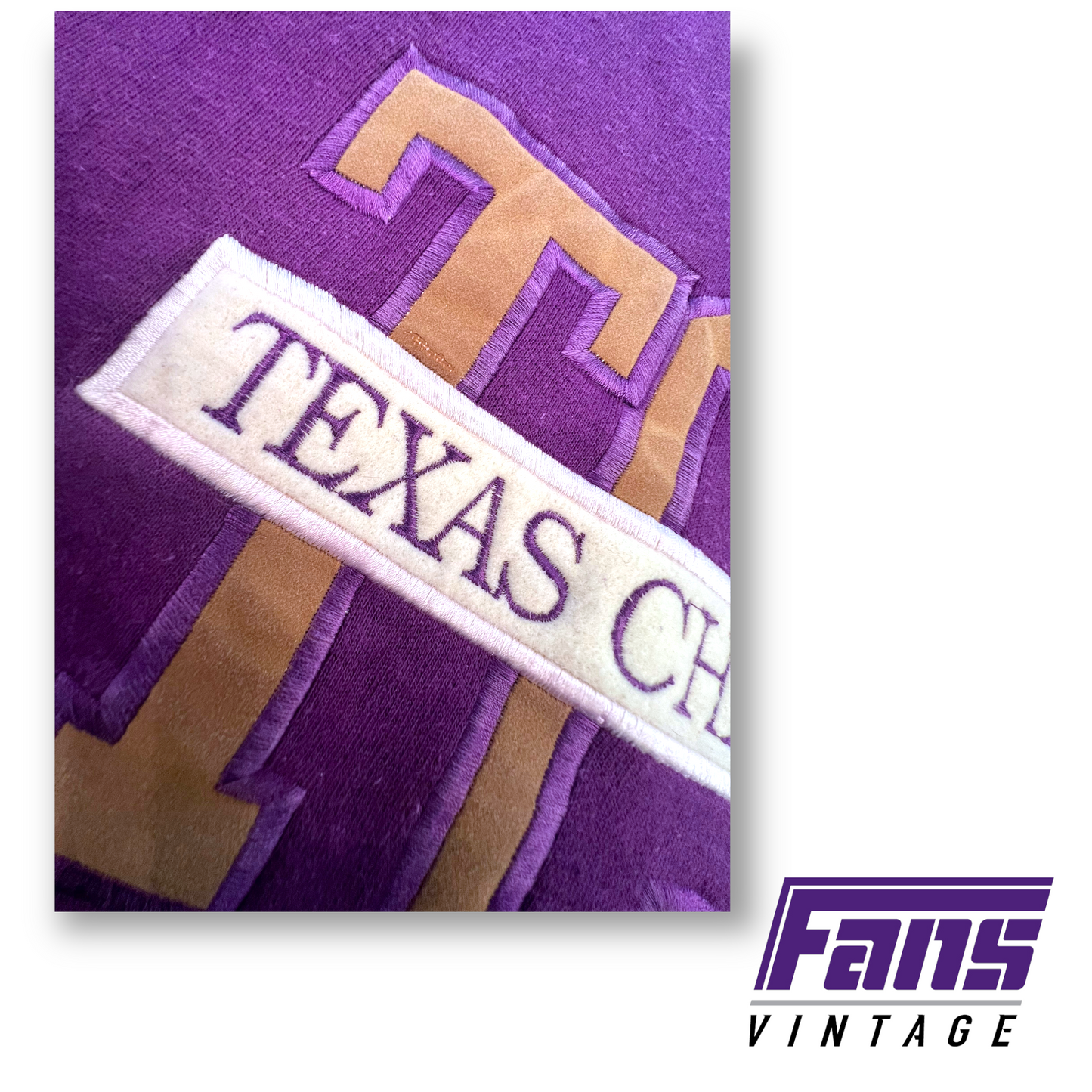 Gorgeous 90s Vintage TCU Crewneck with Embroidered Patch Logos!