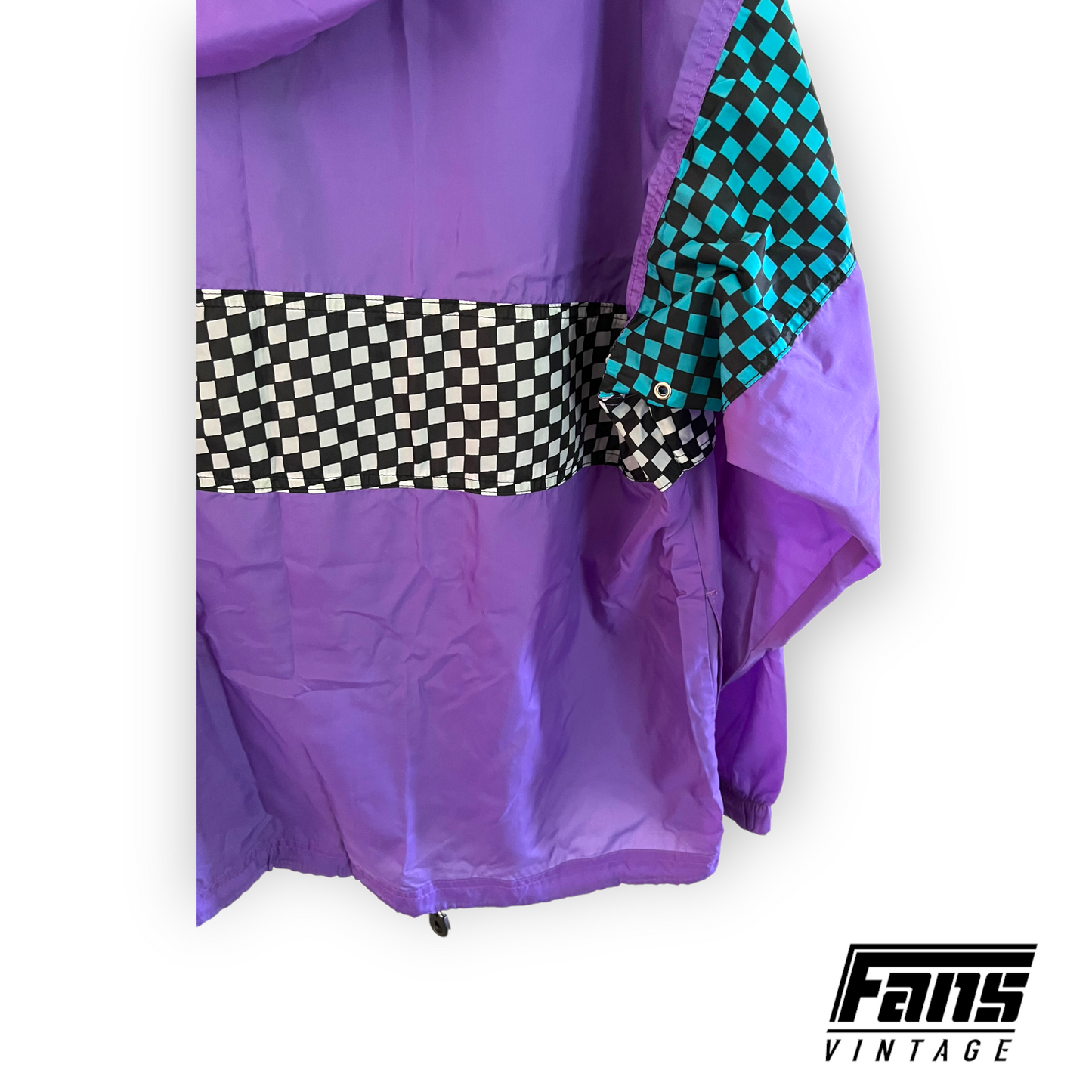 90s Vintage Purple Ocean Pacific Checkered Anorak Windbreaker Jacket