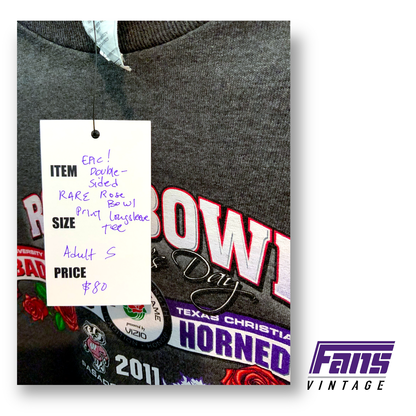 Vintage TCU Rose Bowl Long Sleeve - INSANE Double Sided graphics!