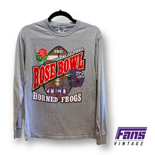 Vintage TCU Rose Bowl Long Sleeved Big Logo Graphic Tee