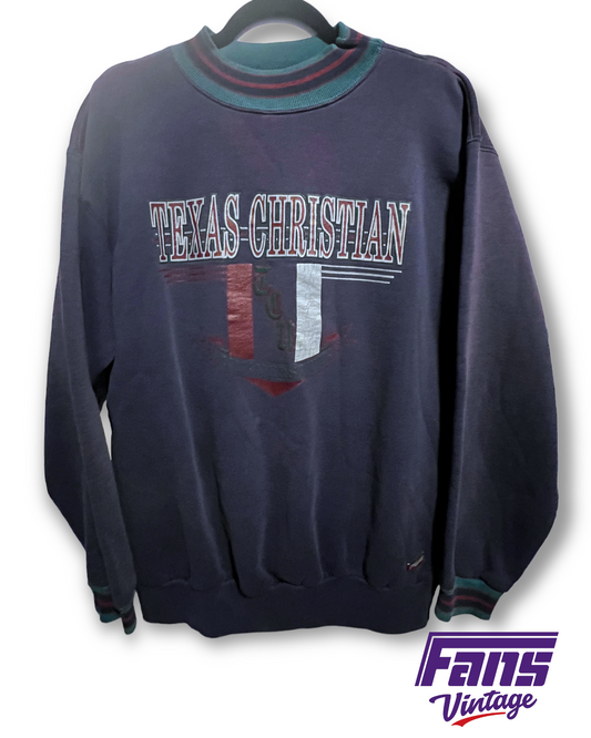 Rad 90s Vintage TCU Crewneck in Navy/Maroon/Hunter Green